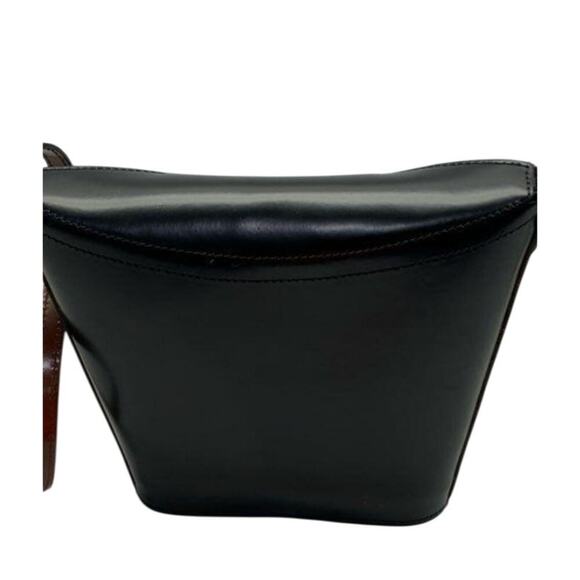 Simone Firenze Italian Leather Black Brown Gold Shoulder Bag - Picture 4 of 4